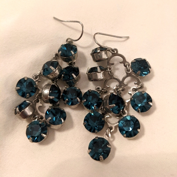 Jewelry - Blue Chandelier earrings and faux diamond studs